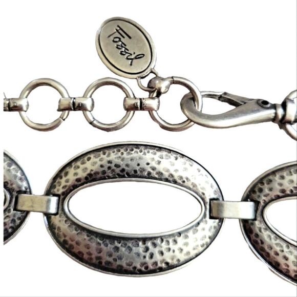 EC 90's FOSSIL HAMMERED METAL ADJUSTABLE BELT - Picture 2 of 3